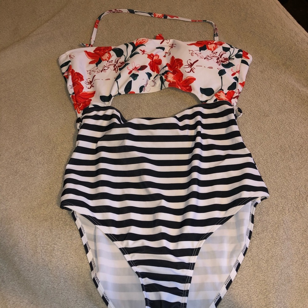 One piece cut out bathing suit